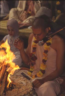 Radhanath Swami Doing Fire Sacrifice
